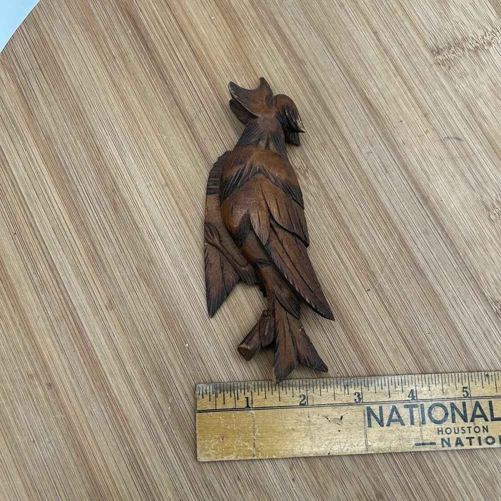 Vintage‎ Old German Black Forest Cuckoo Clock Trim Carved Bird 6